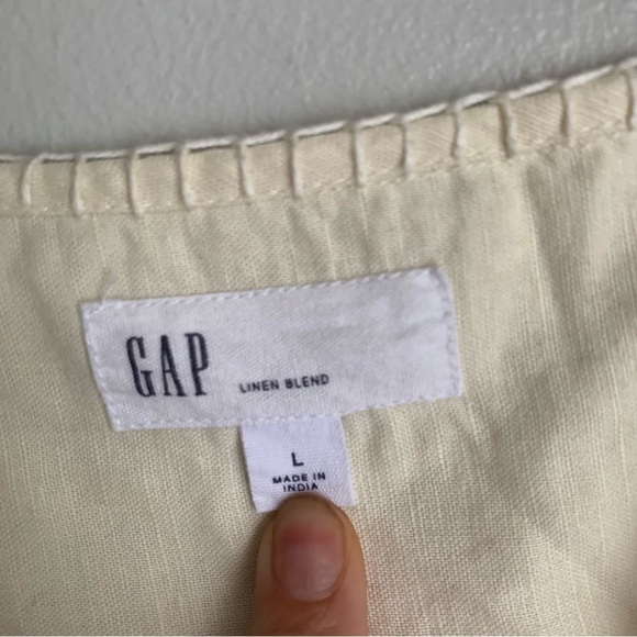 Gap Embroidered Tie-Front long sleeve Top linen cotton blend size large - Picture 5 of 8